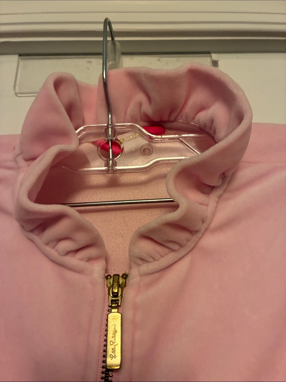 Lilly Pulitzer Jayla Velour Crew Neck Zip Up Pullover Light  Pink 000078 - Picture 2 of 6